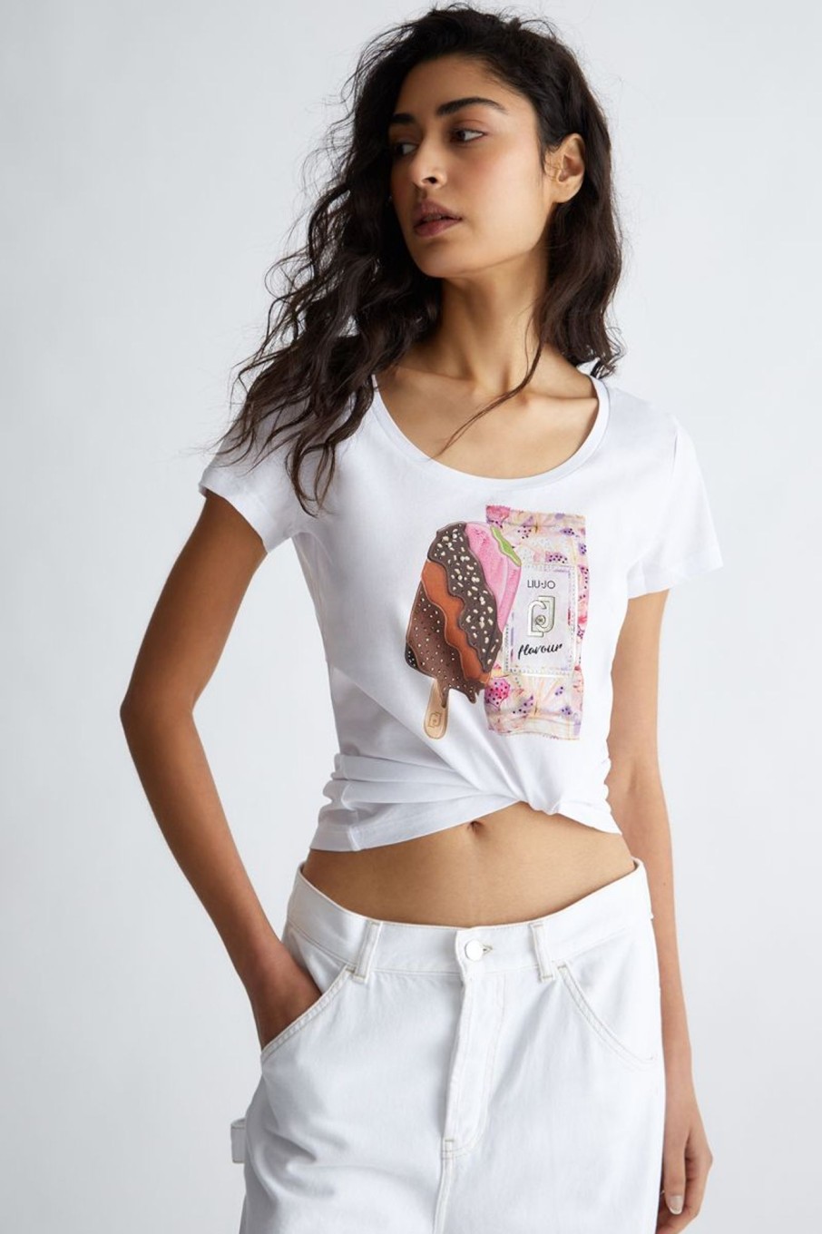 Donna Liu-jo | T-Shirt Con Stampa Ice Cream Donna Bianco