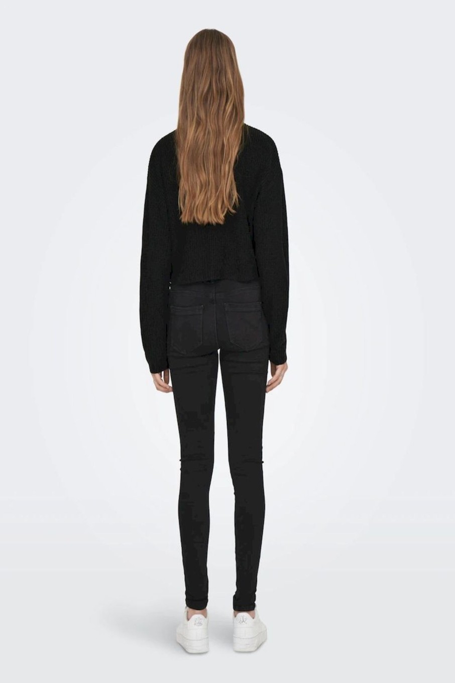 Donna Only | Cropped Knitted Pullover Donna Nero