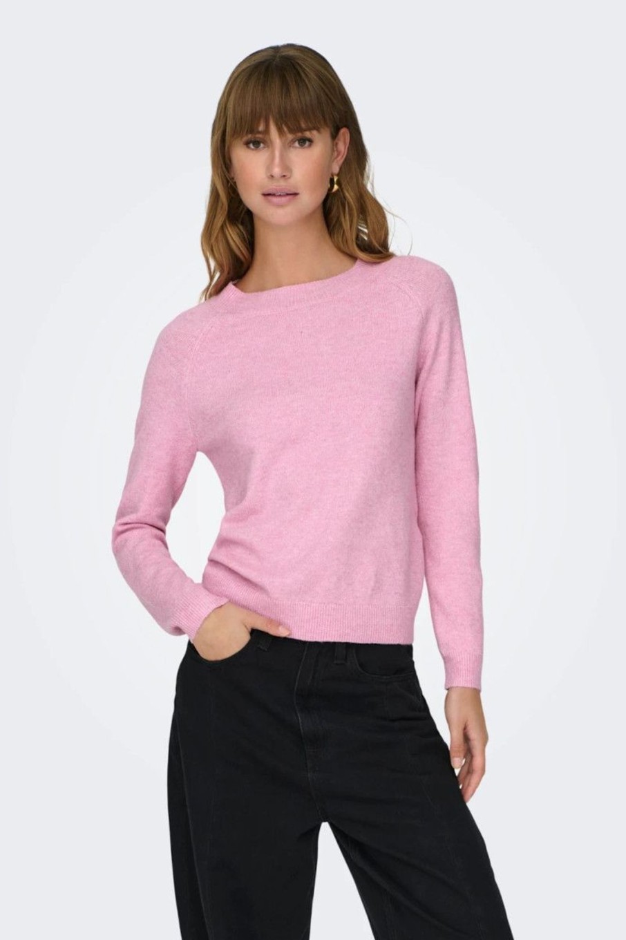 Donna Only | Pullover A Collo Alto Donna Rosa