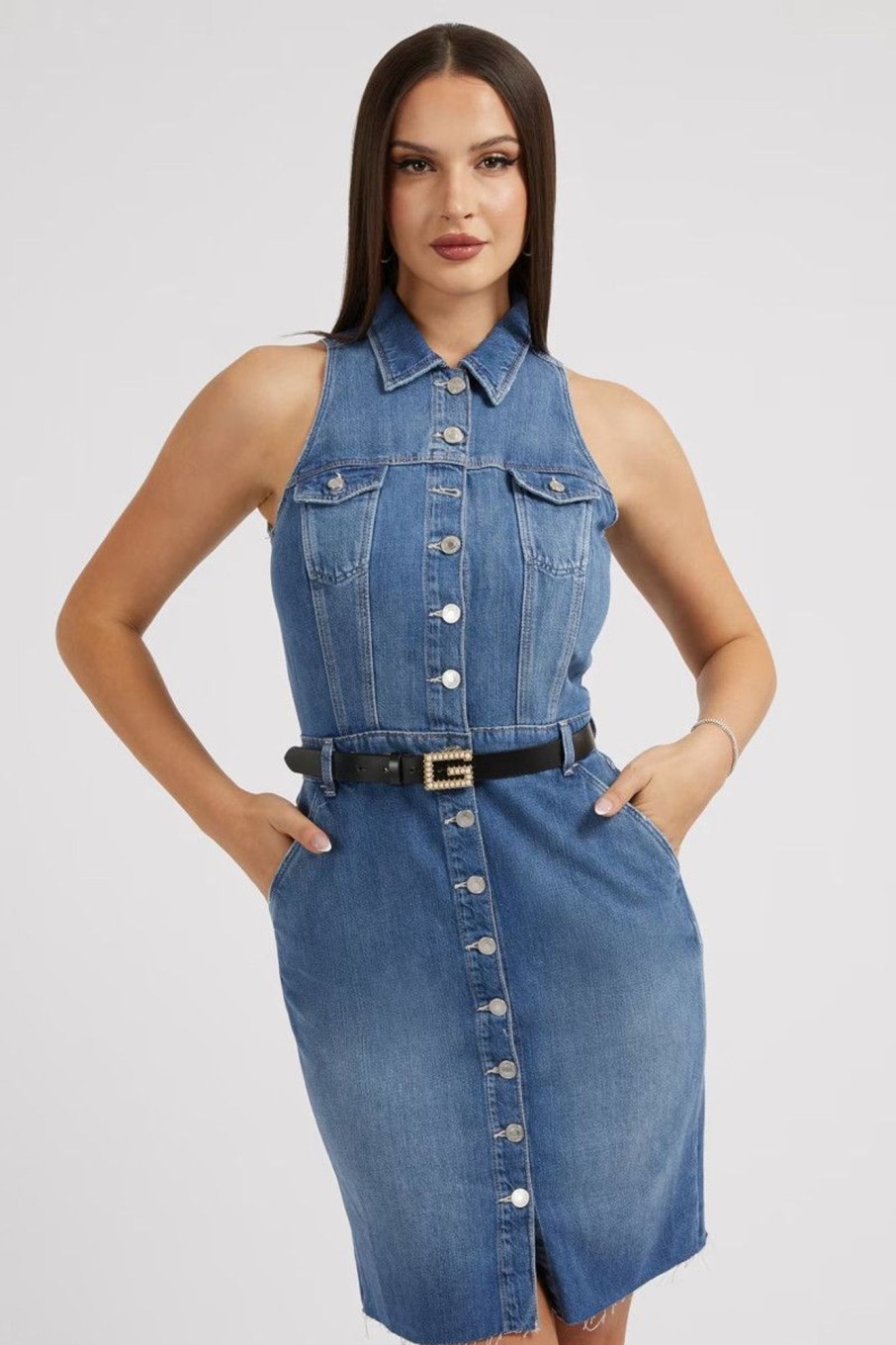 Donna Guess | Abito Midi In Jeans Donna Denim