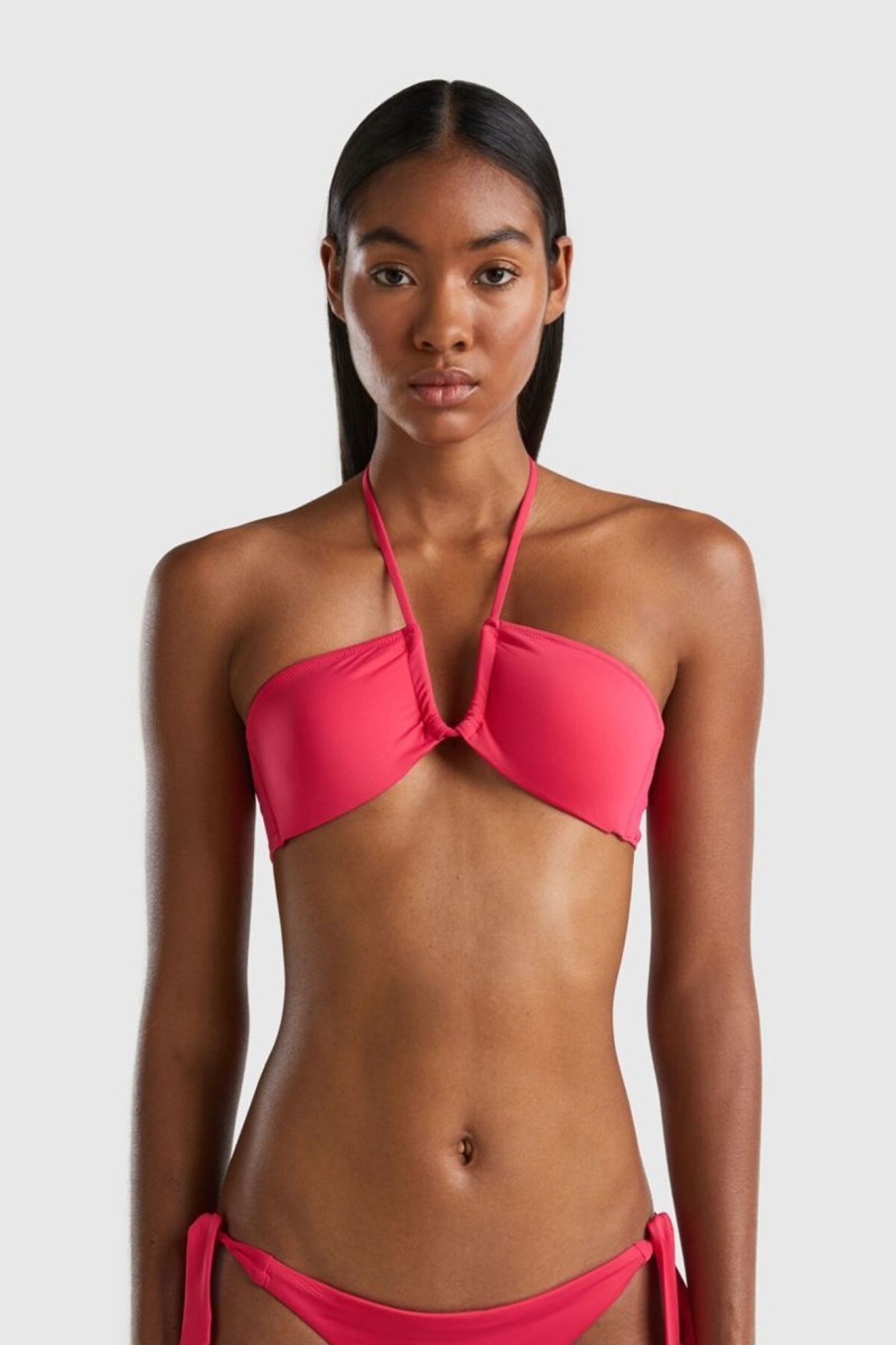 Donna Benetton Bikini | Fascia Mare Imbottita In Econyl Donna Corallo