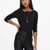 Donna Only | Boat Neck Top Donna Nero