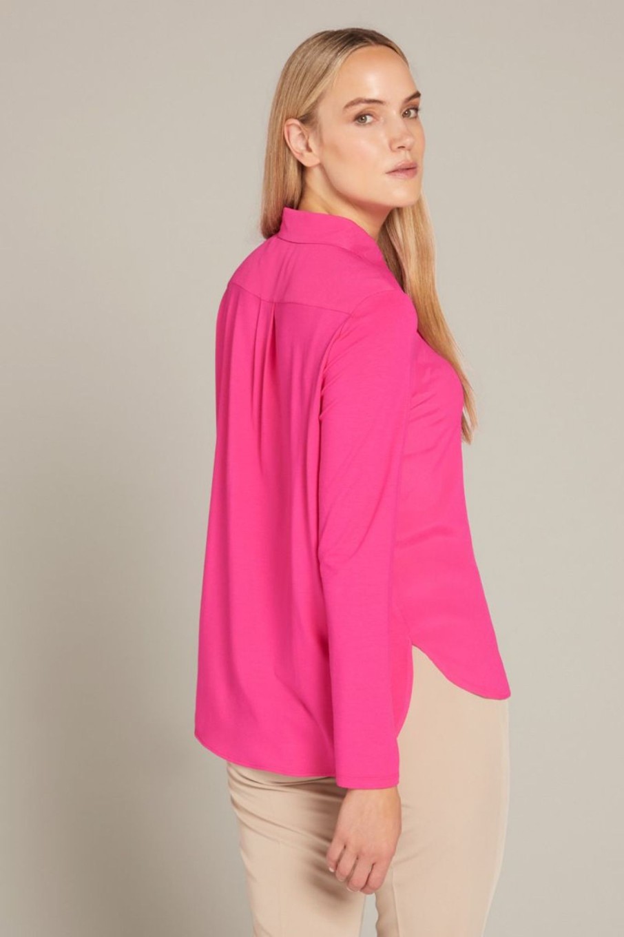 Donna Elena Miro' | Camicia Con Jabot In Viscosa Riciclata Donna Fucsia