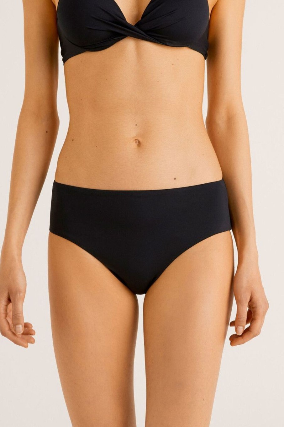 Donna Benetton Bikini | Slip Mare Fianco Alto Donna Nero