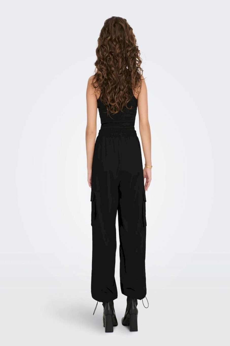 Donna Only | Cargo Pants With Strings Donna Nero