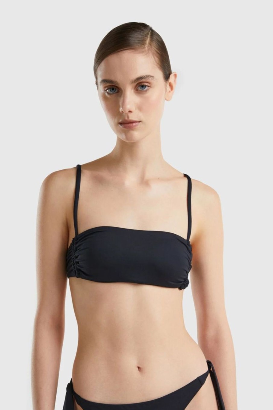 Donna Benetton Bikini | Fascia Mare Scorrevole In Econyl Donna Nero