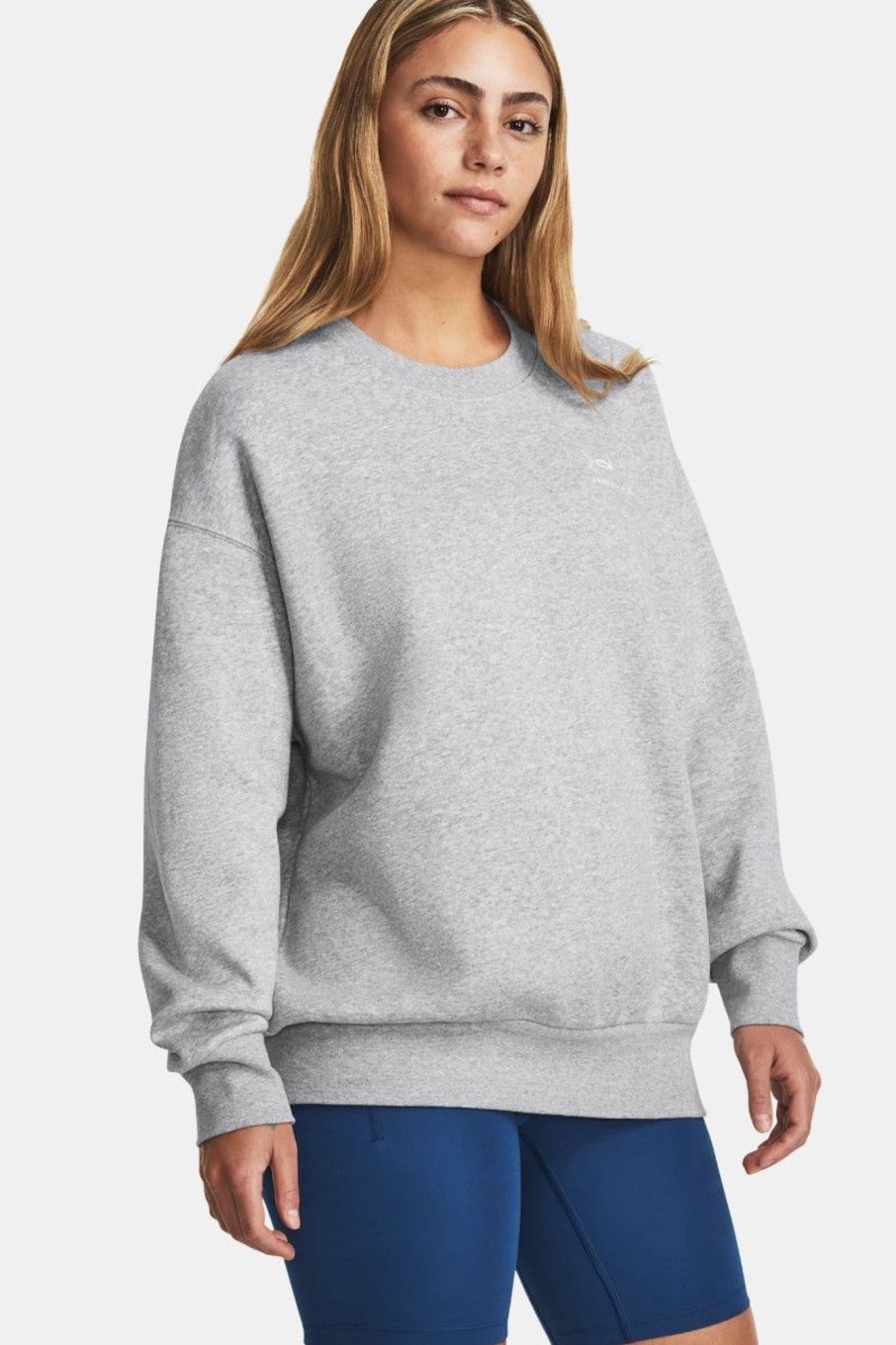 Donna Under Armour | Maglia Ua Essential Fleece Oversized Crew Da Donna Grigio