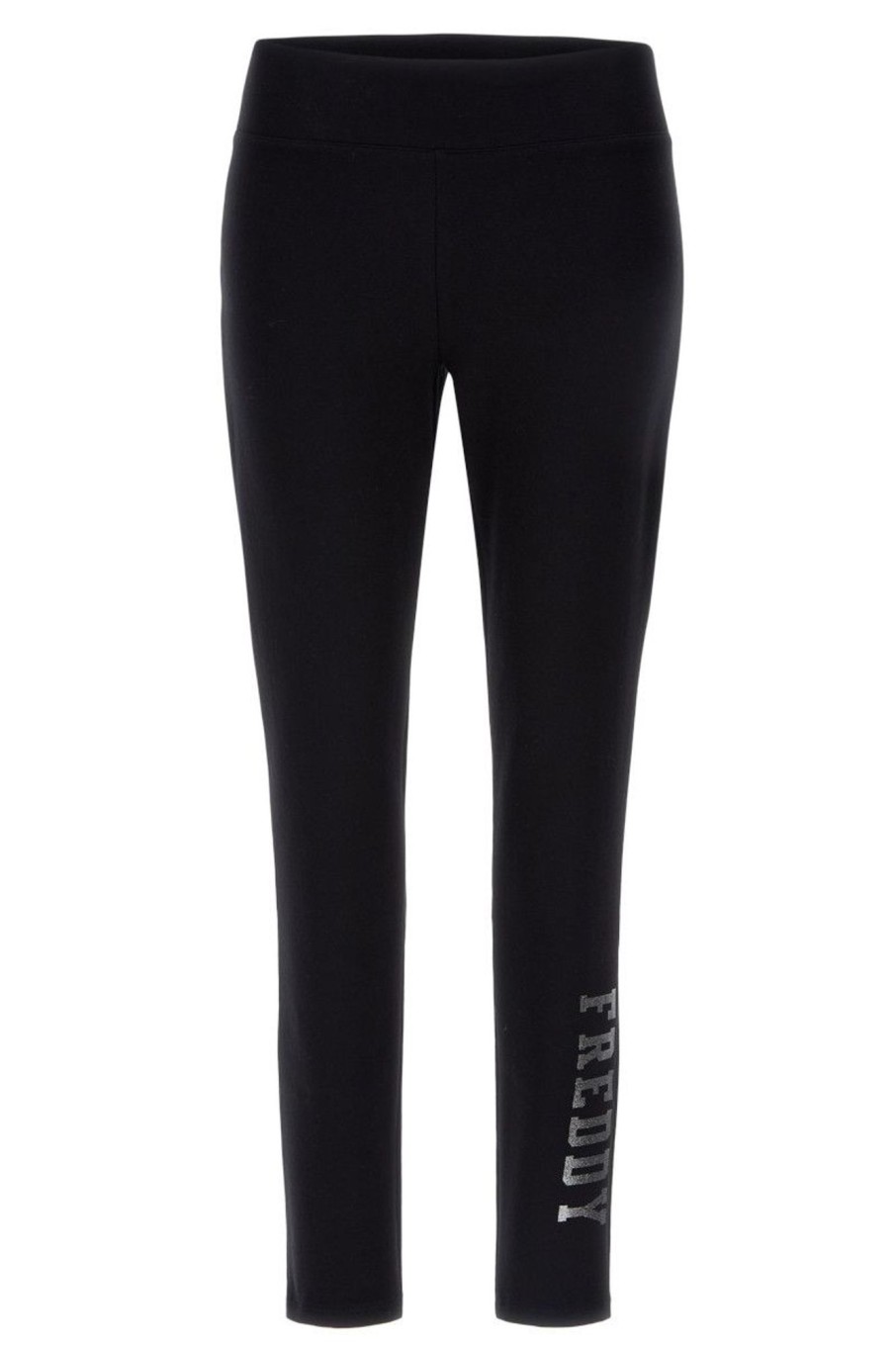 Donna Freddy | Leggings In Felpa Con Stampa Freddy Glitter Sul Fondo Donna Nero