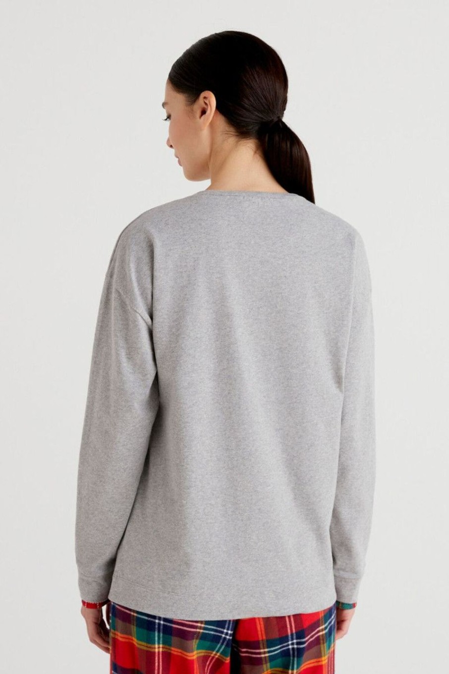 Donna Benetton | Maglia In Caldo Cotone Con Orsetto Donna Grigio