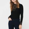 Donna Only | Maglia A Manica Lunga Con Pizzo Donna Nero