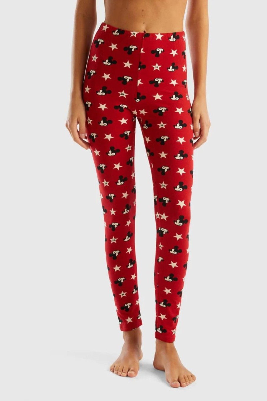 Donna Benetton | Leggings Mickey Mouse Donna Rosso