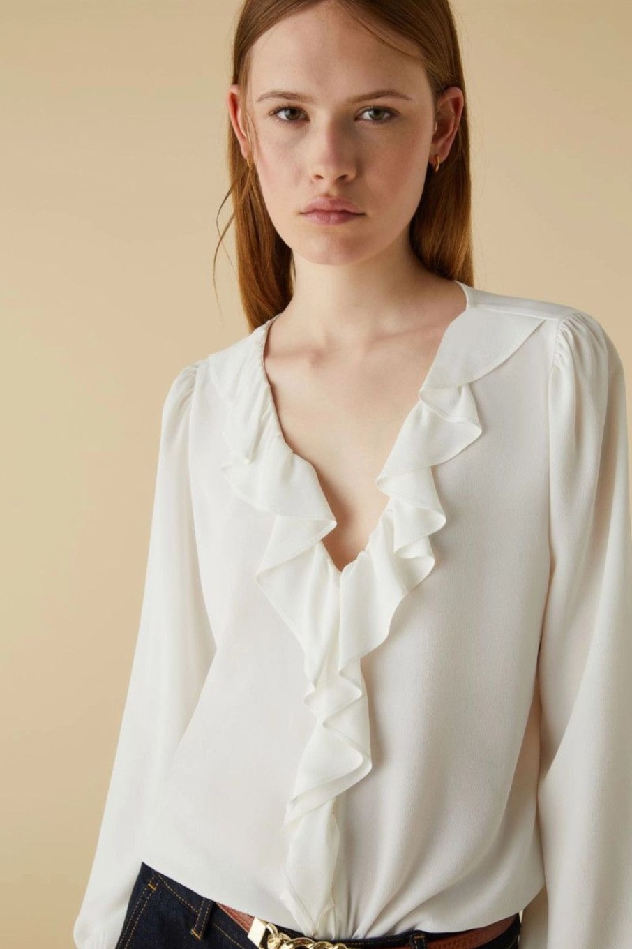 Donna Emme Marella | Blusa Con Ruche Donna Bianco