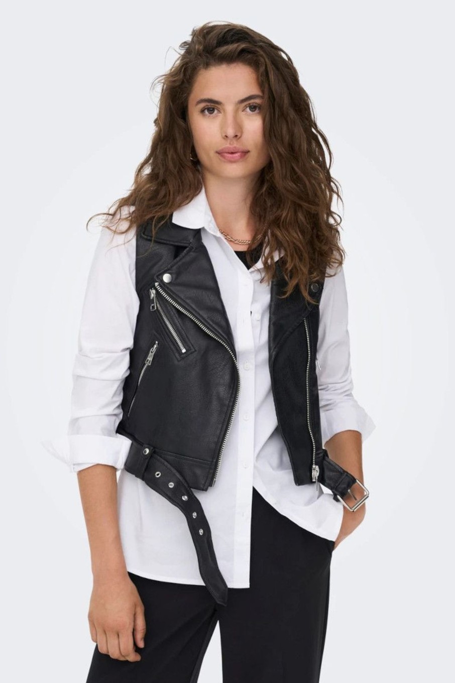 Donna Only | Gilet Ecopelle Donna Nero