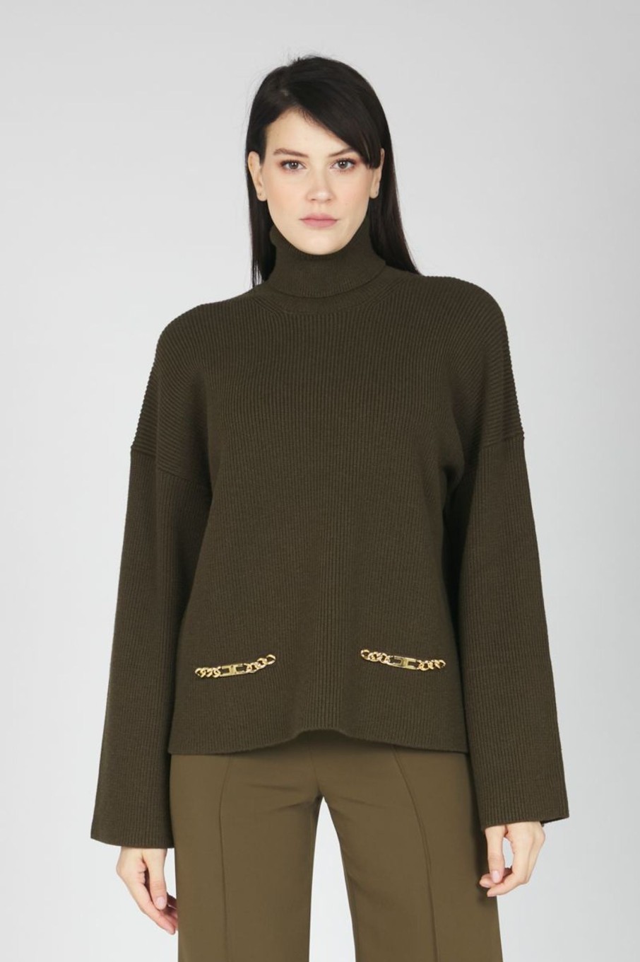 Donna Elisabetta Franchi | Maglione Donna Verde Oliva