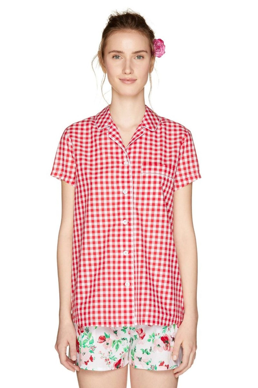 Donna Benetton | Camicia Maniche Corte Donna Rosso