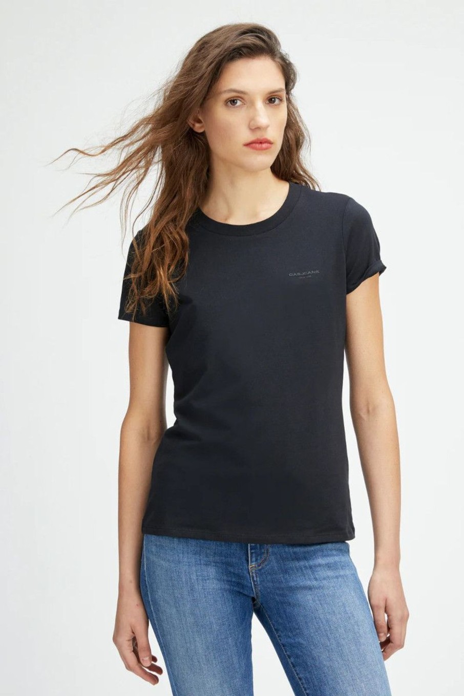 Donna GasJeans | T-Shirt Manica Corta In Jersey Donna Nero