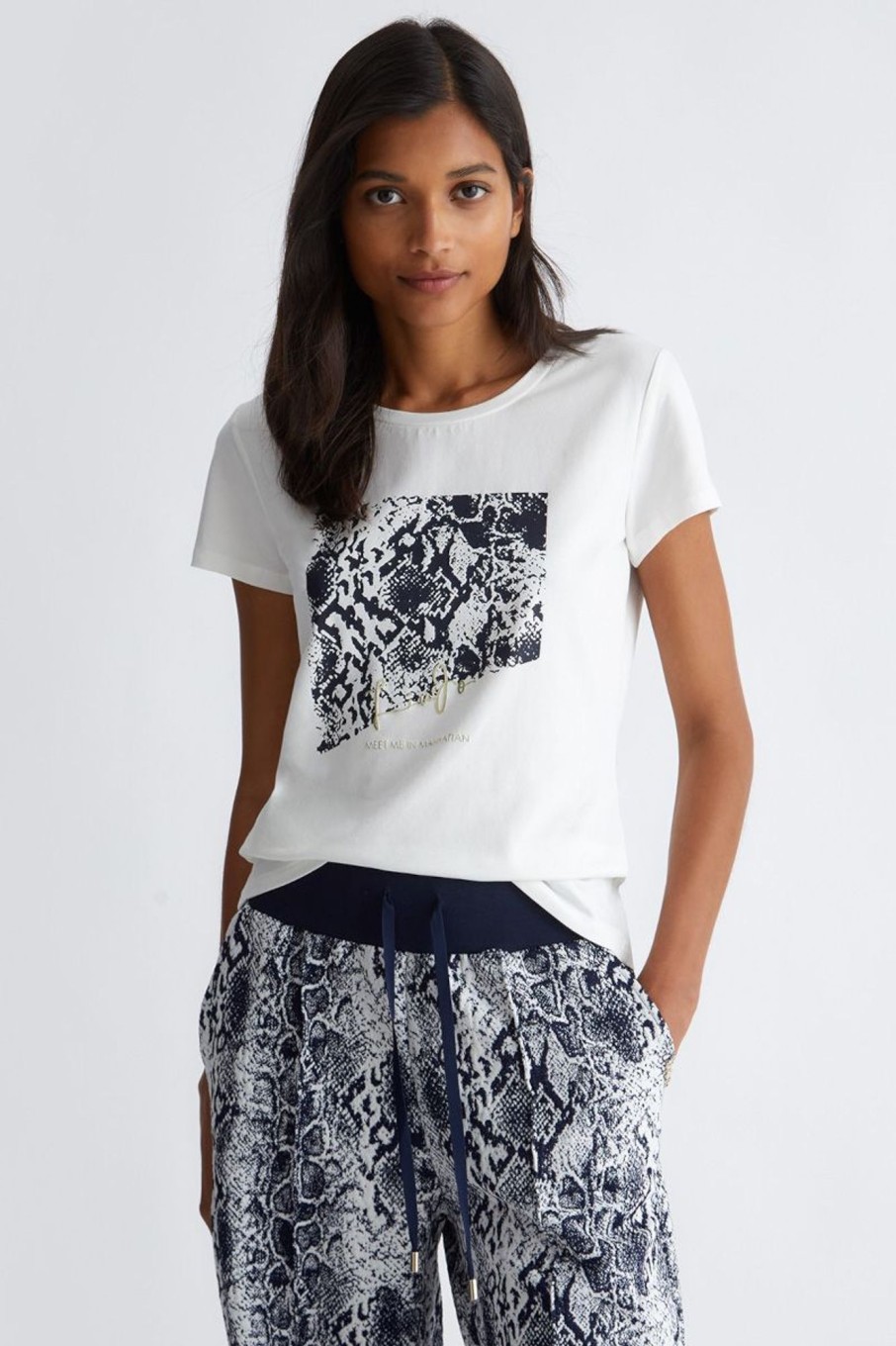 Donna Liu-jo | T-Shirt Con Stampa Pitonata Donna Bianco