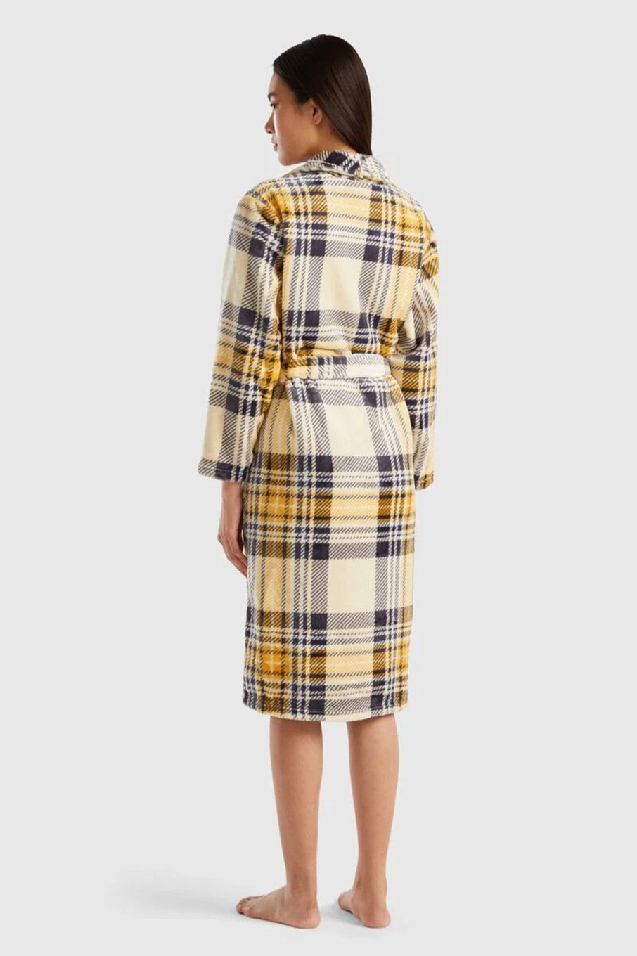 Donna Benetton | Vestaglia Tartan Donna Giallo